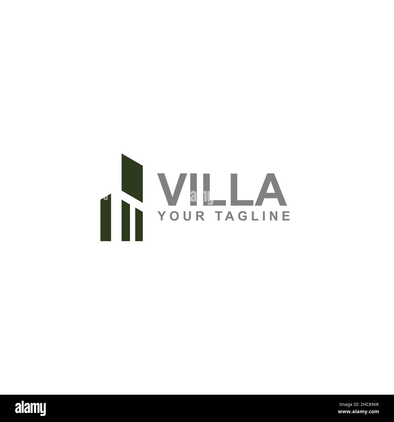 Minimalistisches Design Villa im Zimmer Blick Logo-Design Stock Vektor