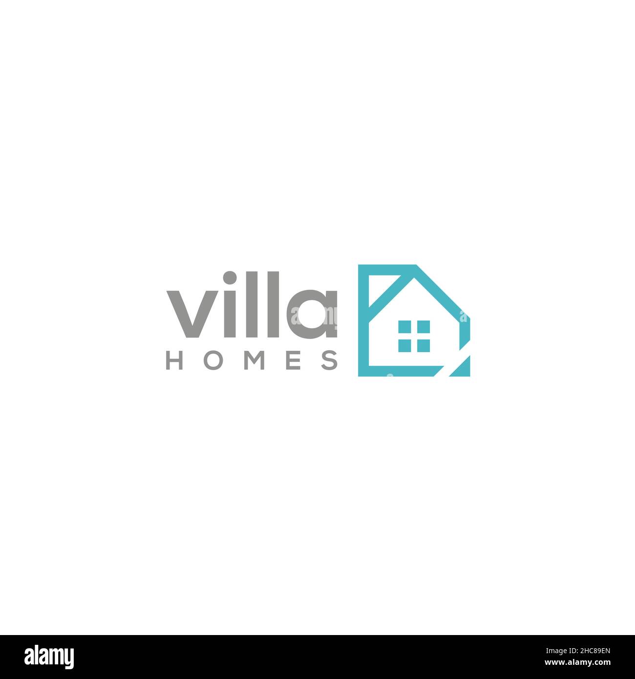 Minimalistisches Design Villa Zimmer Blick Logo-Design Stock Vektor