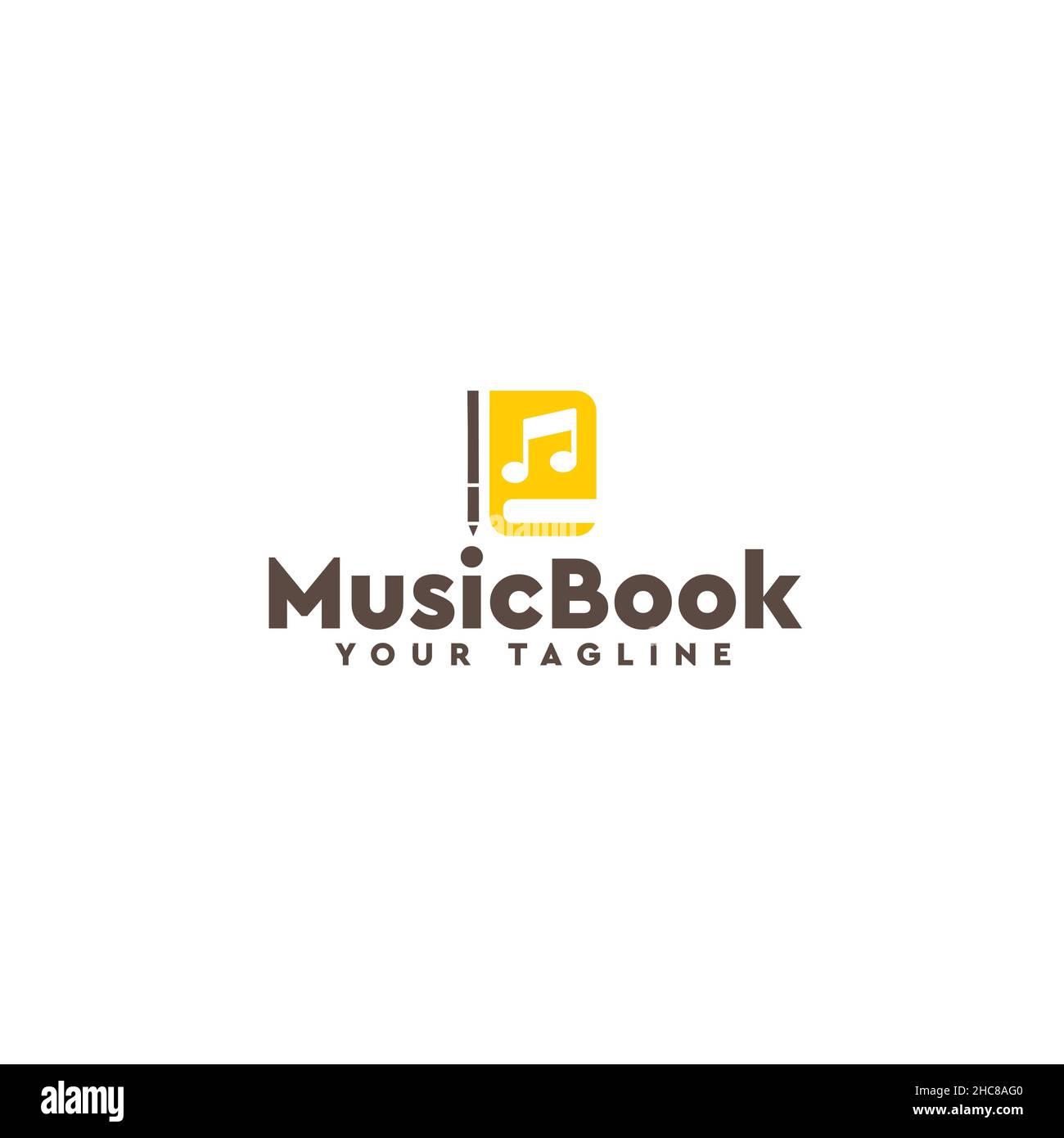 Flaches, einfaches Musikbuch mit Melody-Logo-Design Stock Vektor