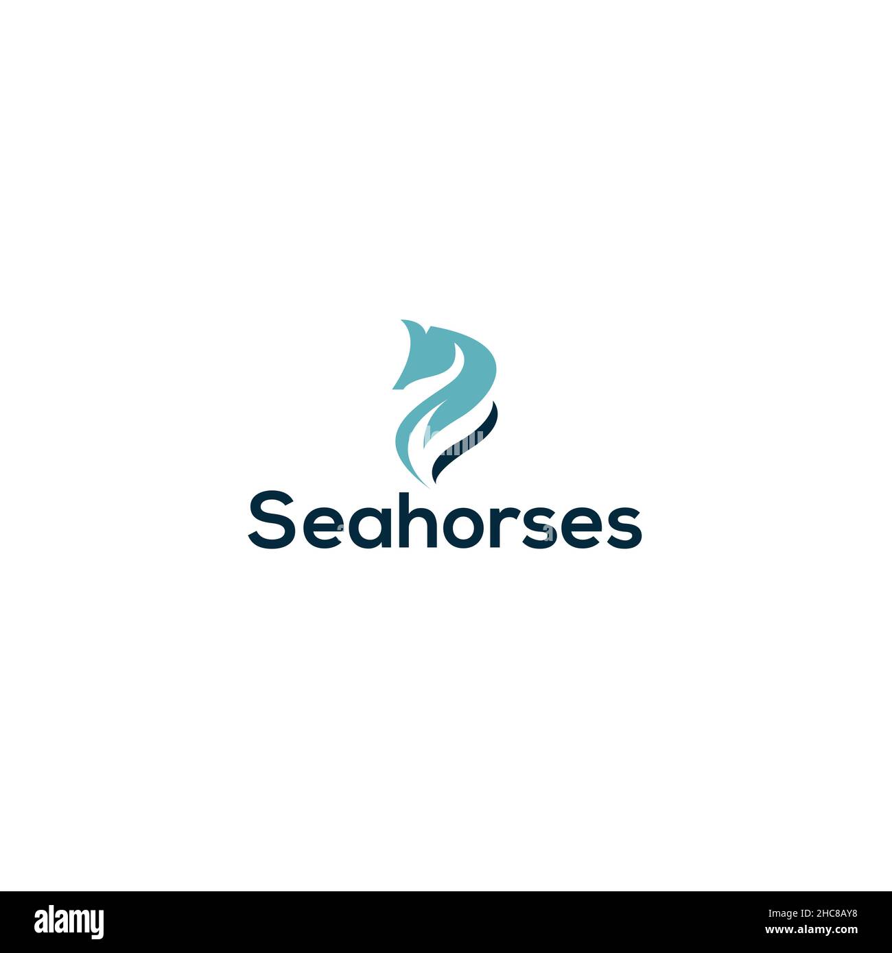 Modernes, einfaches Design Sea Horses Ocean Logo Design Stock Vektor