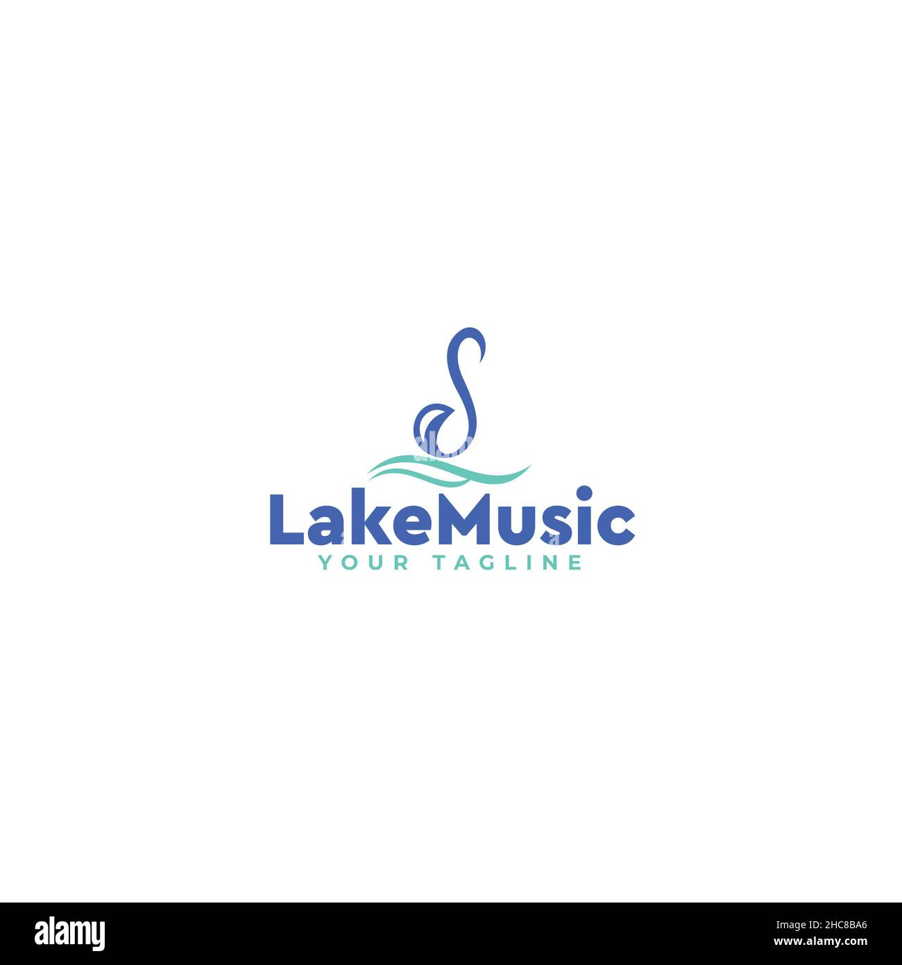 Flaches Buchstabenzeichen Initiales Lake Music Logo-Design Stock Vektor