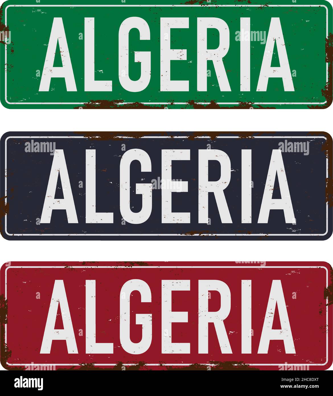 Algerien Straßenschild isoliert auf weißem Hintergrund gesetzt Stock Vektor