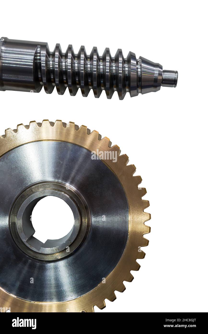 Vorderrad des Kegelradgetriebes. Isoliert auf weißem Hintergrund. Stockfoto