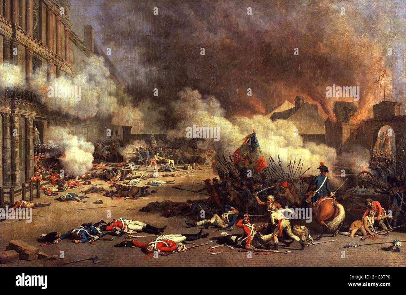 Der revolutionäre Angriff auf den Palast der Tuilerien am 10th. August 1792. Gemälde von Jacques Bertaux Stockfoto