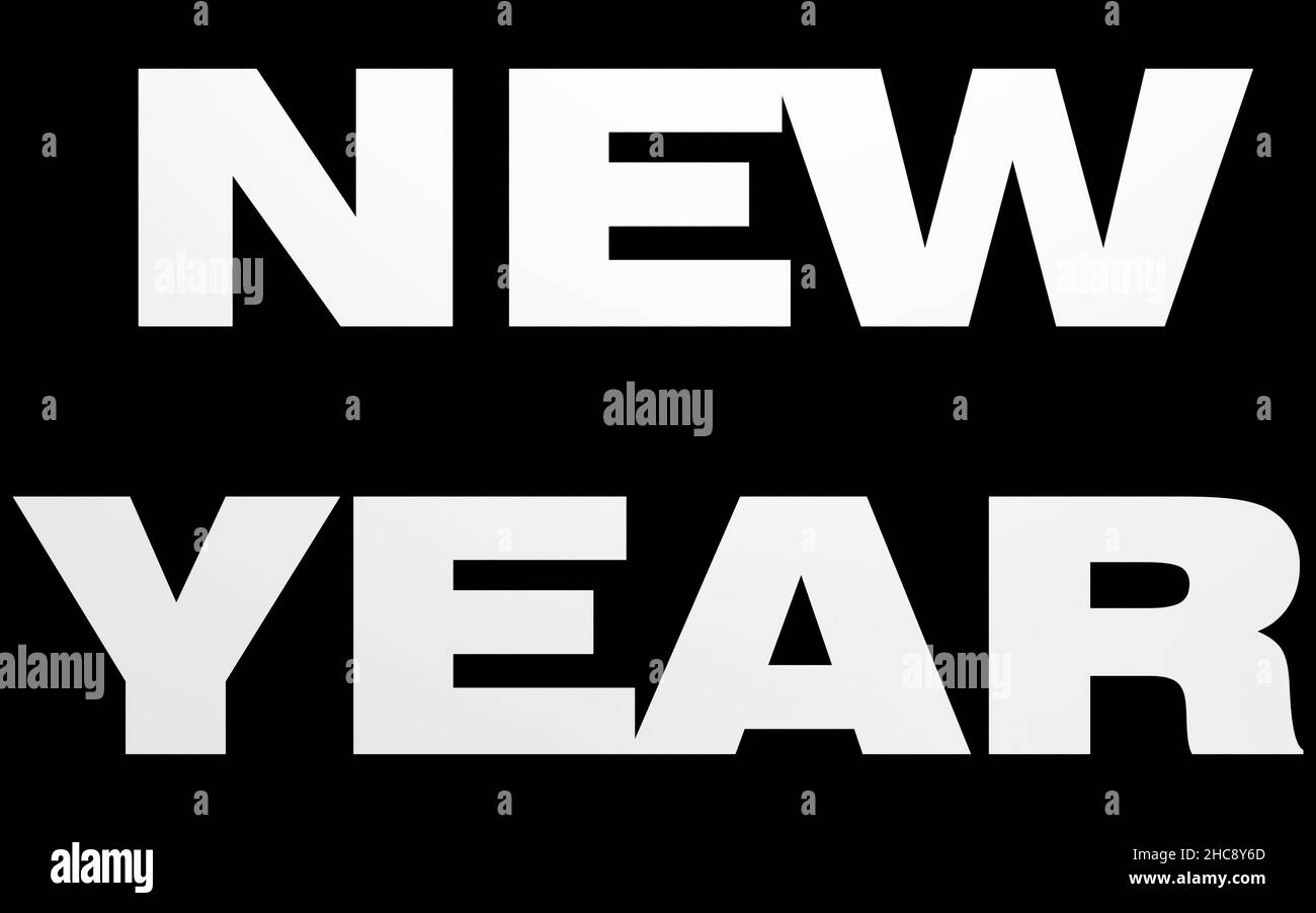 Neujahr - 2D Wörter isoliert gerendert - 3D Rendering Stockfoto