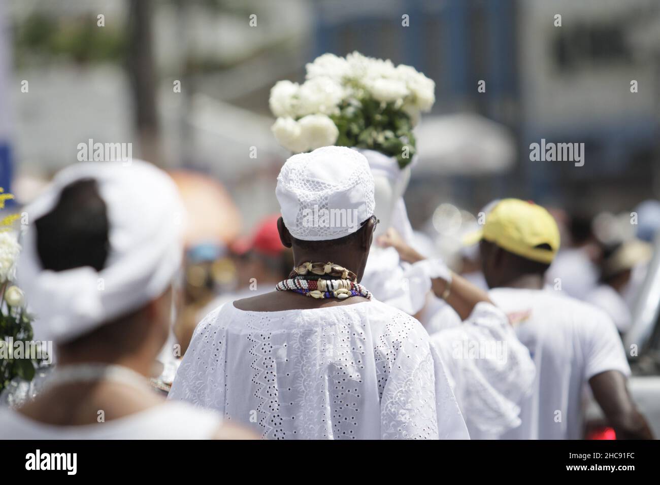 salvador, bahia, brasilien - 15. januar 2015: Anhänger von Senhor do Bonfim während einer Prozession zur Kirche in der Stadt Salvador Stockfoto