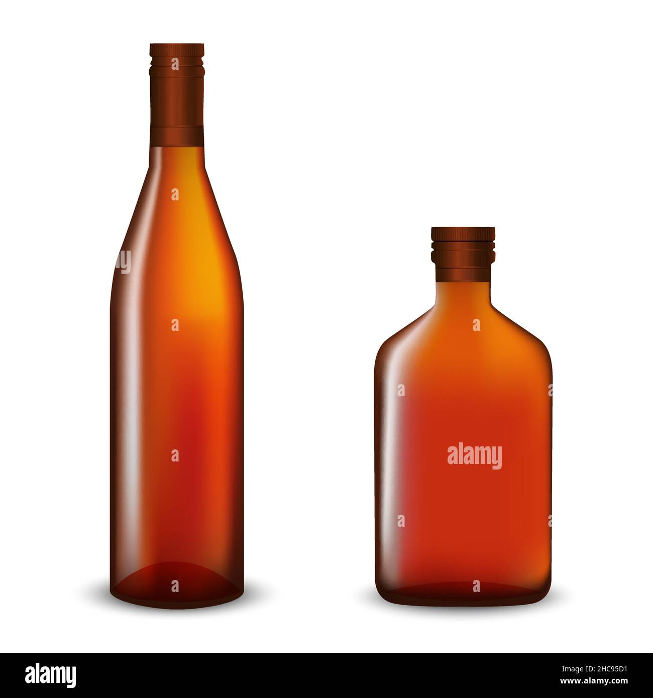 Vektorzeichnung. Nachbau von Glasflaschen für Getränke Stock Vektor