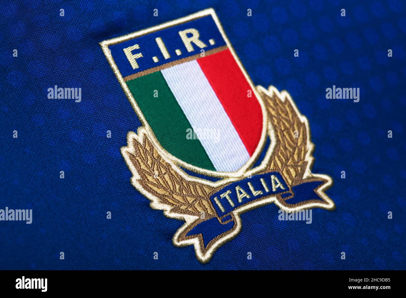 Nahaufnahme des italienischen Rugby-Union-Trikots Stockfoto
