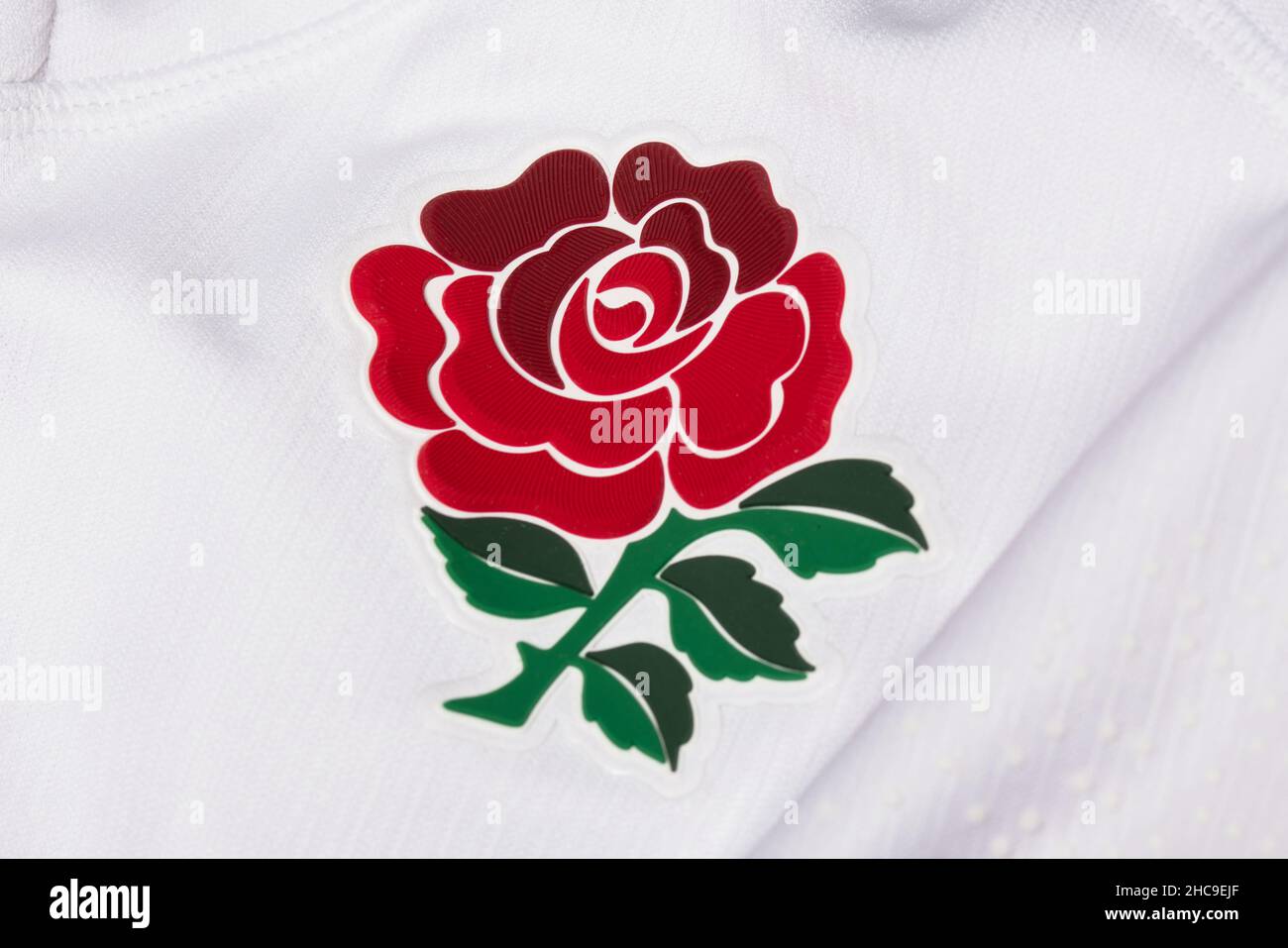 Nahaufnahme des England National Rugby Union Trikots. Stockfoto