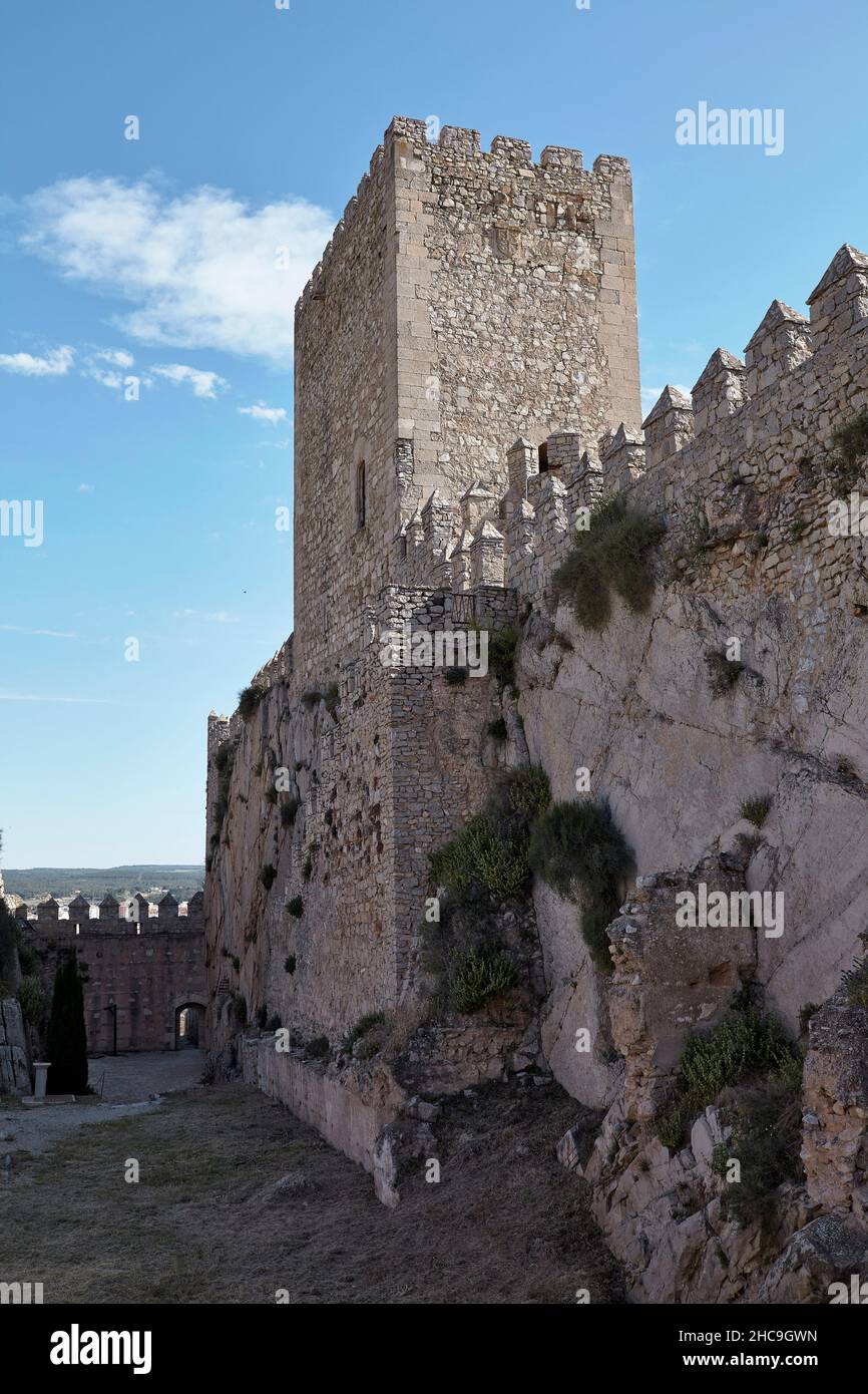 Burg von Almansa. Almansa, Albacete. Castilla-La Mancha. Spanien. Stockfoto