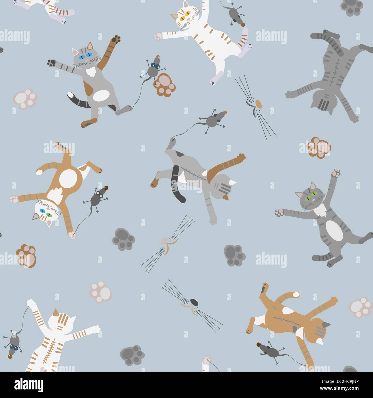 Katzen und Mäuse haben ein nahtloses Muster Stock Vektor