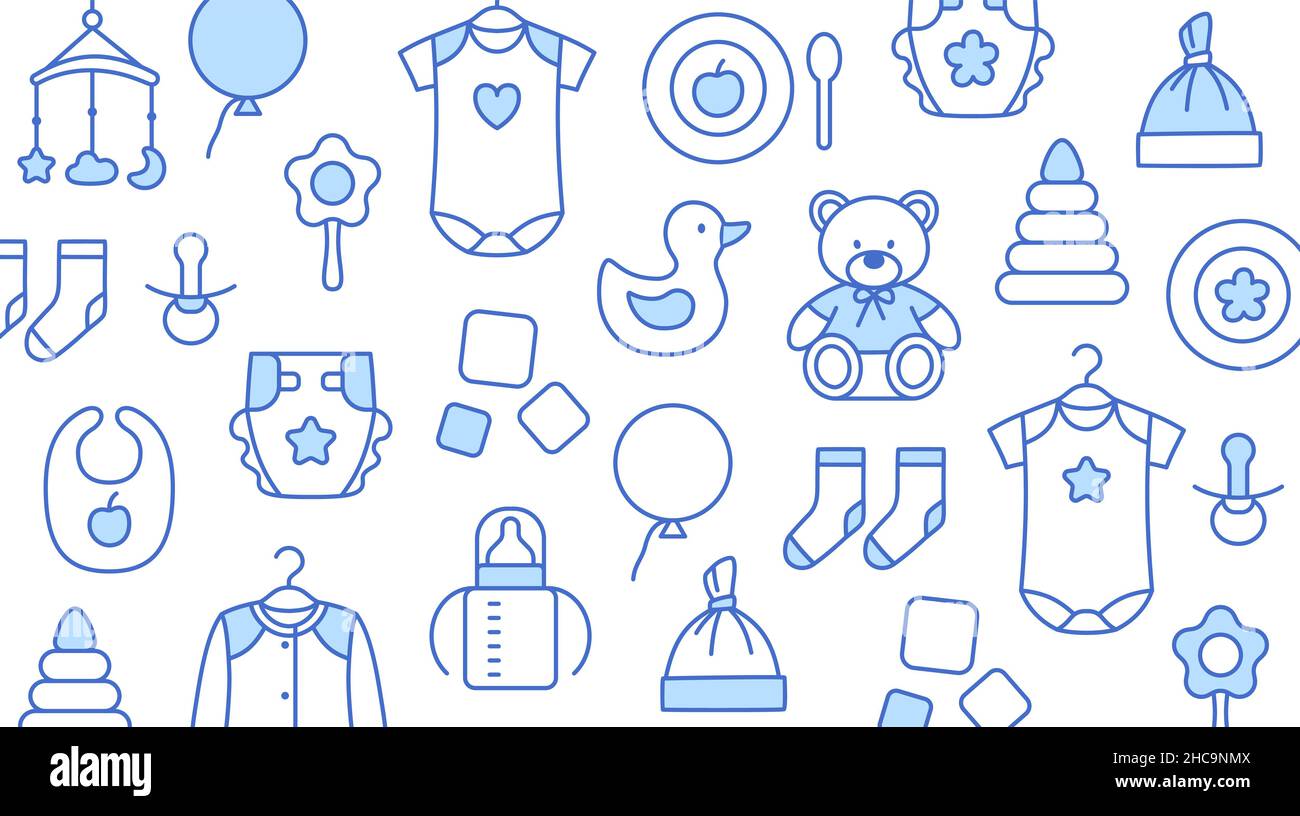 Baby Store Rabatt Karte Abdeckung skizzieren Design. Stock Vektor