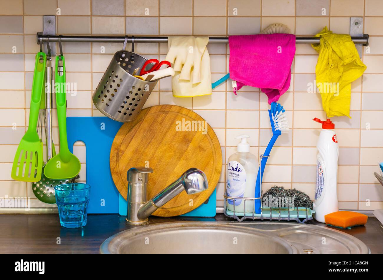 Nahaufnahme von Küchenzubehör Stockfoto