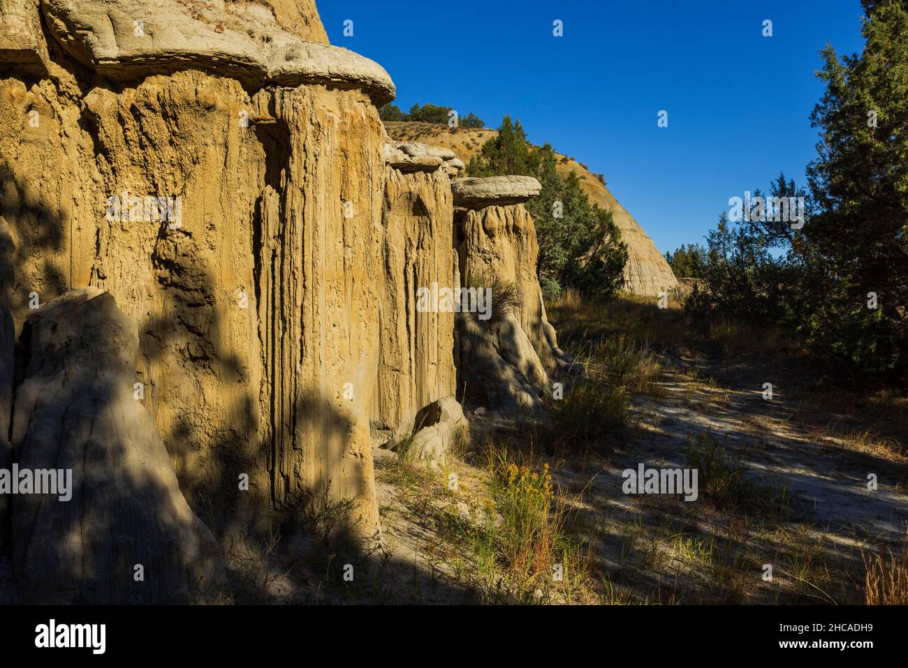 Caprock Formation im Theodore Roosevelt National Park, North Dakota Stockfoto