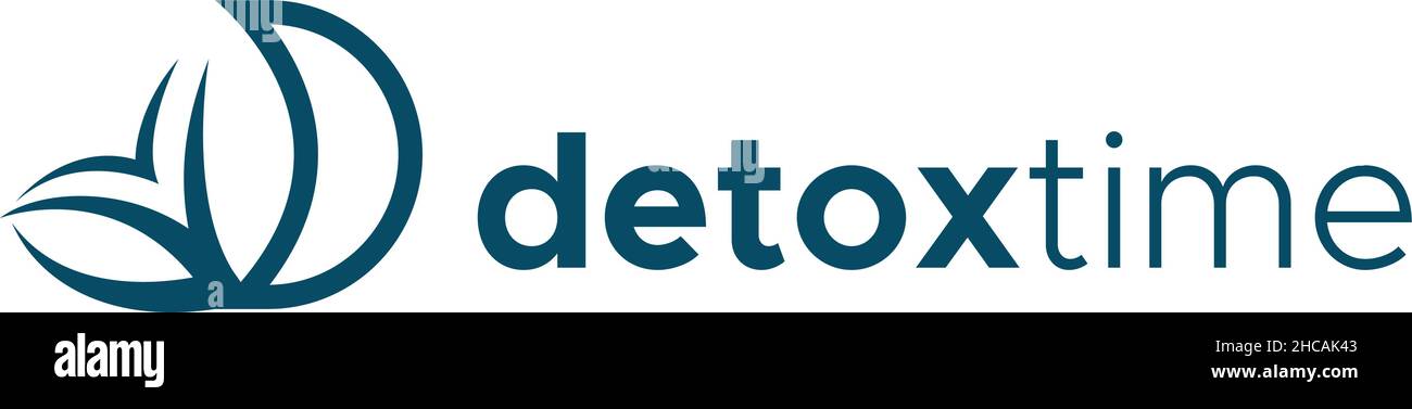 Modernes, flaches DETAXTIME Hour-Logo mit Buchstabenzeichen Stock Vektor