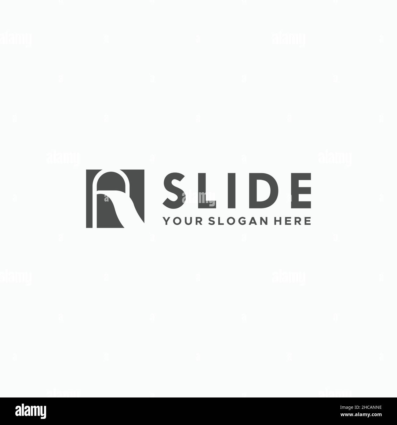 Minimalistisches, einfaches SLIDE Play Ground Logo-Design Stock Vektor