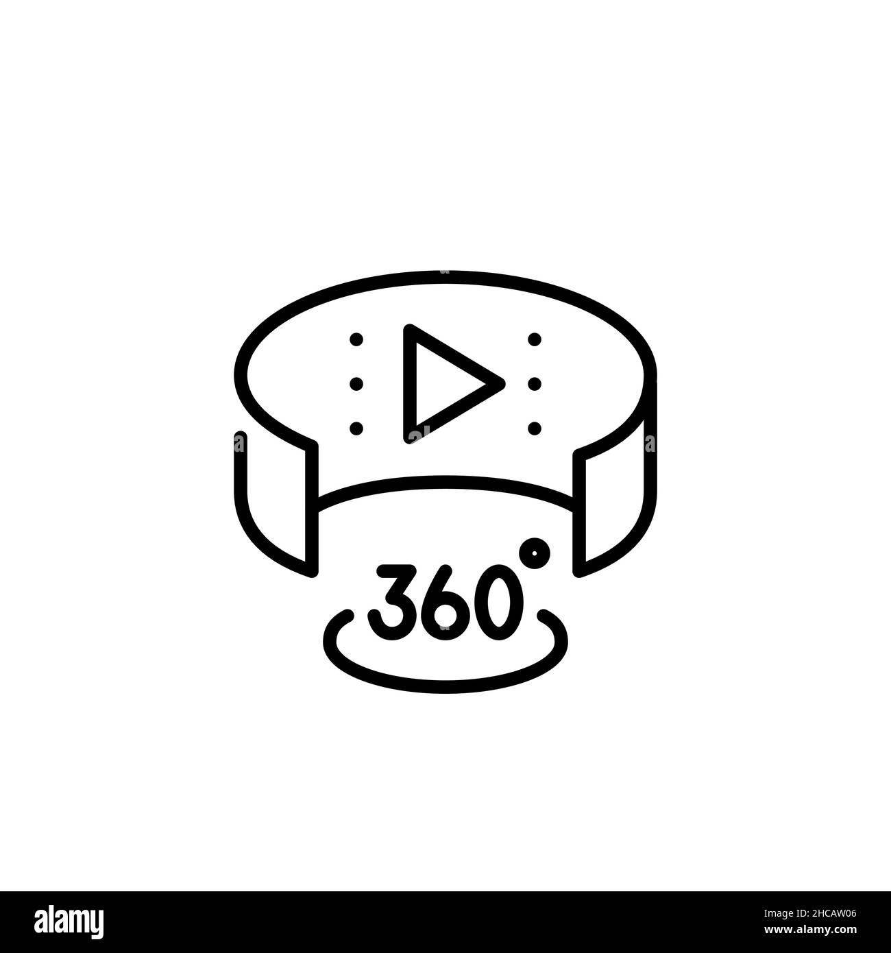 360-Grad-Panorama-Video. Pixel Perfect, bearbeitbares Kontursymbol Stock Vektor