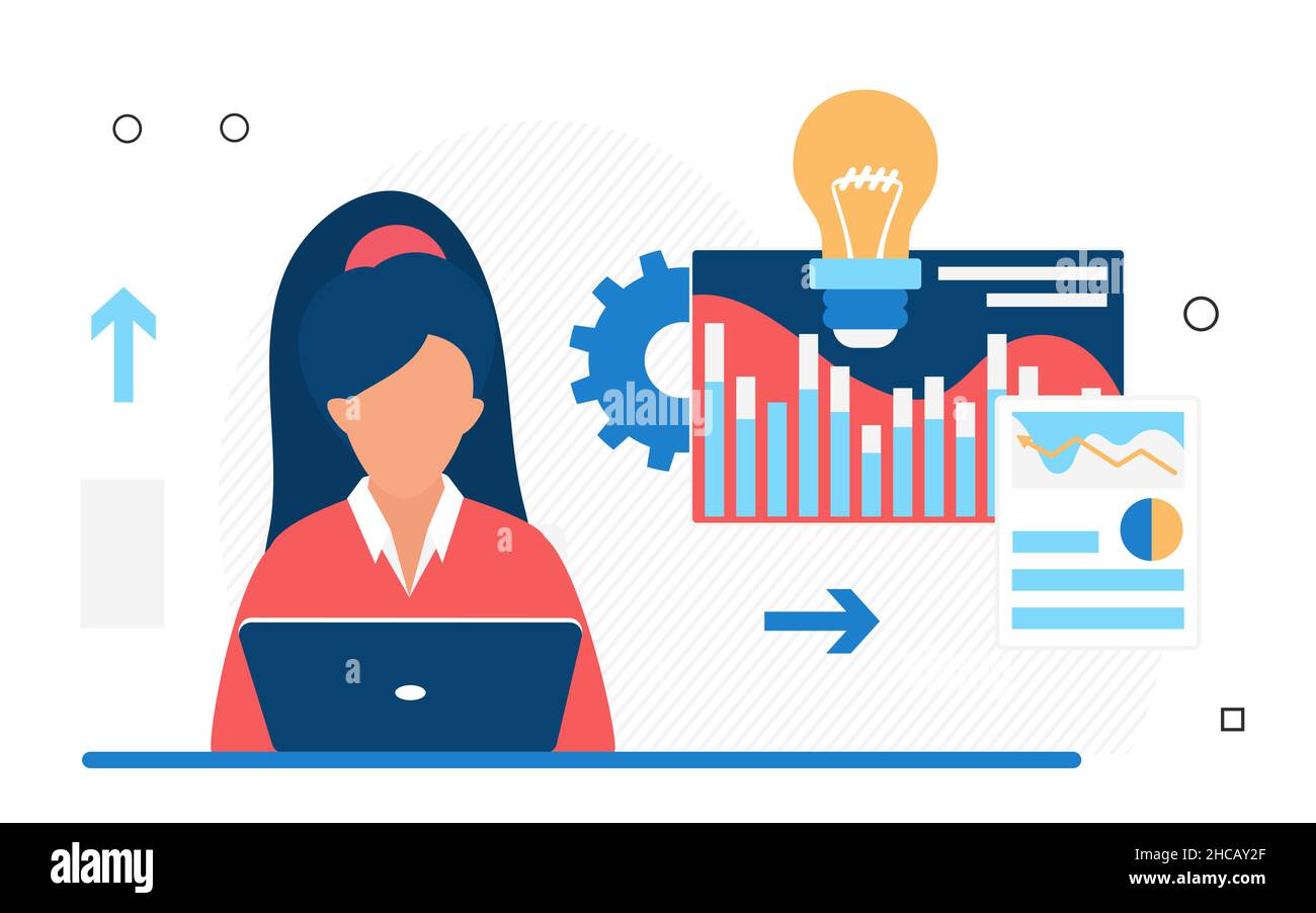 Qualitative und quantitative Marktanalyse. Unternehmen swot und Strategien Forschungsprozess Stock Vektor