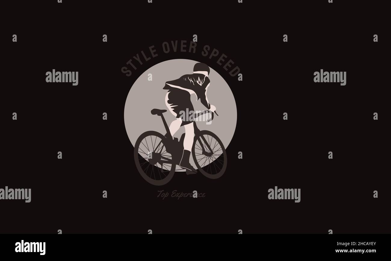 Bleiben Sie über Geschwindigkeit Mann Reiten Fahrrad T-Shirt Monogramm Text Vektor Vorlage Stock Vektor