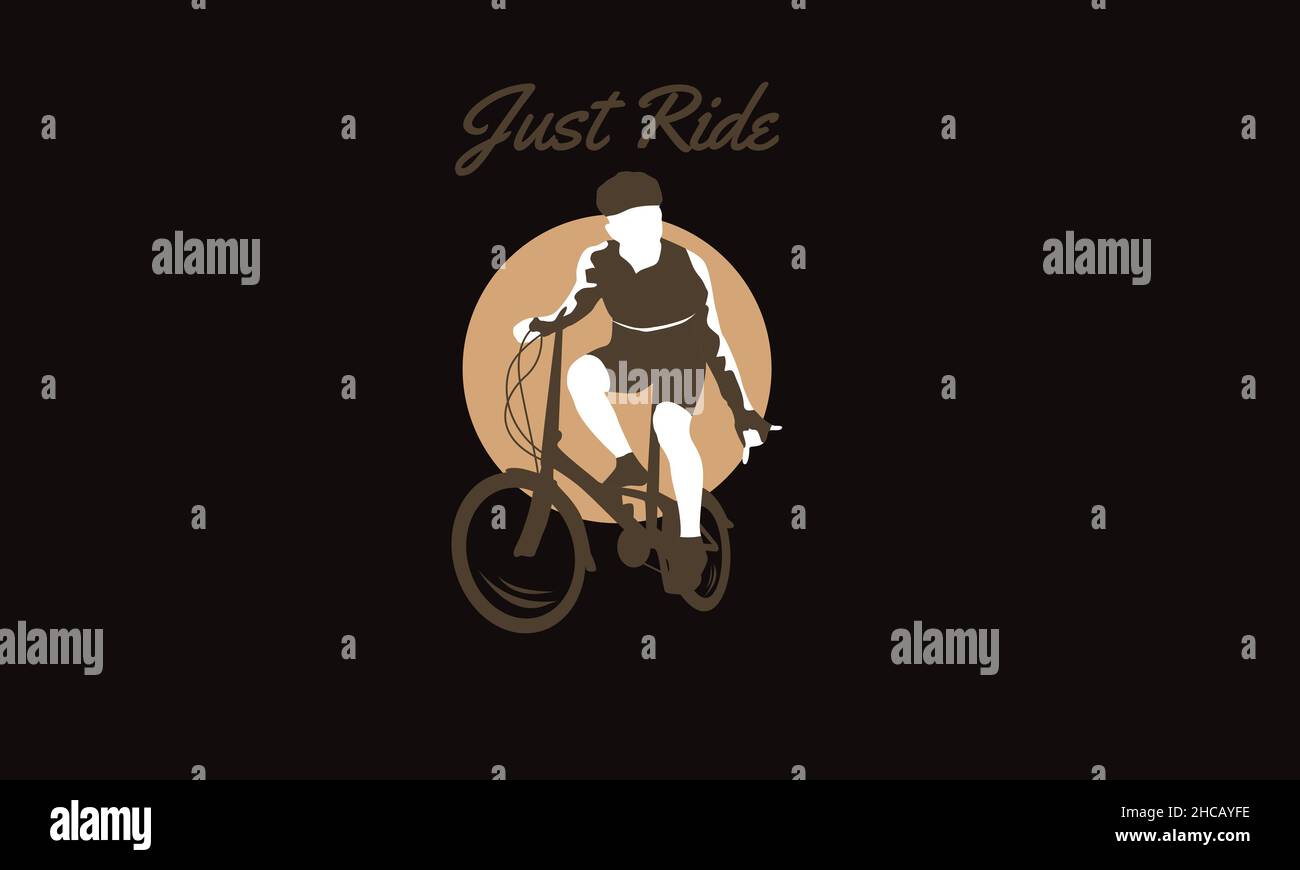 Fahren Sie einfach Mann auf Fahrrad T-Shirt Monogramm Text Vektor Vorlage Stock Vektor