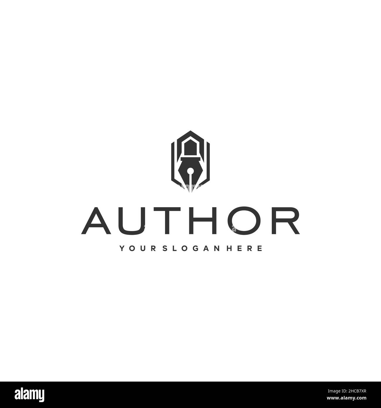 Flacher AUTOR Silhouette Pen black Ink Logo Design Stock Vektor