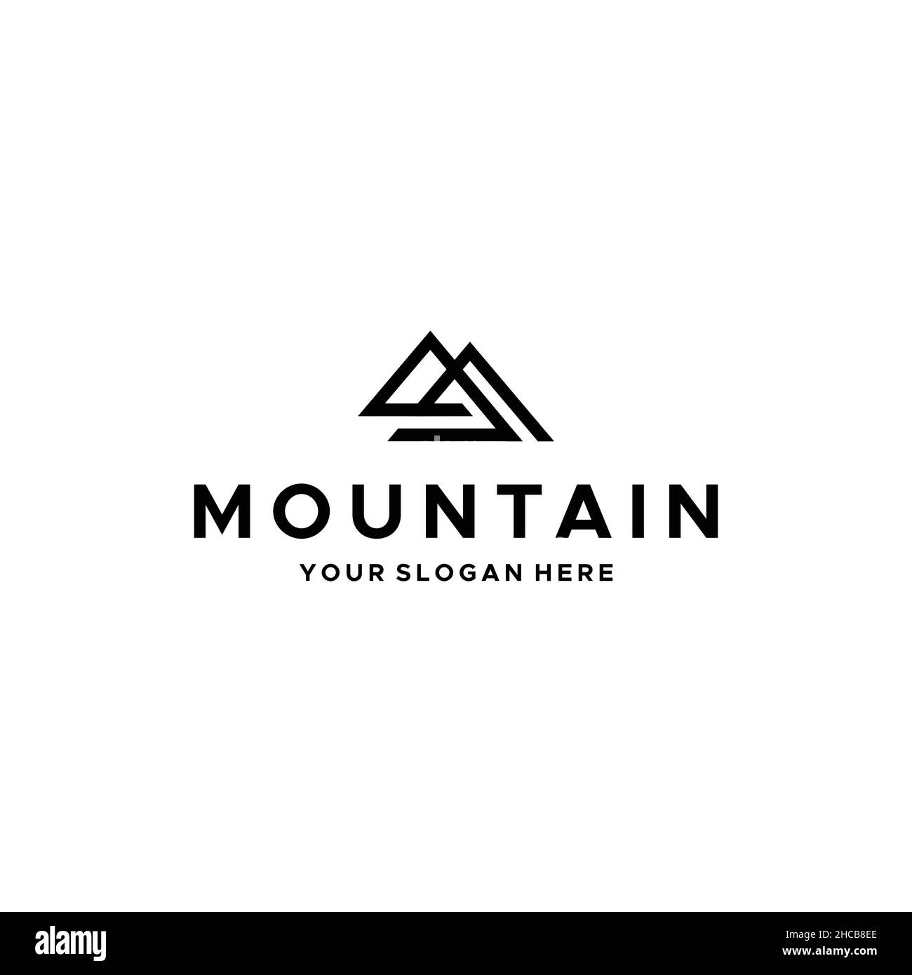 Flat Line Art BERG Silhouette Logo Design Stock Vektor