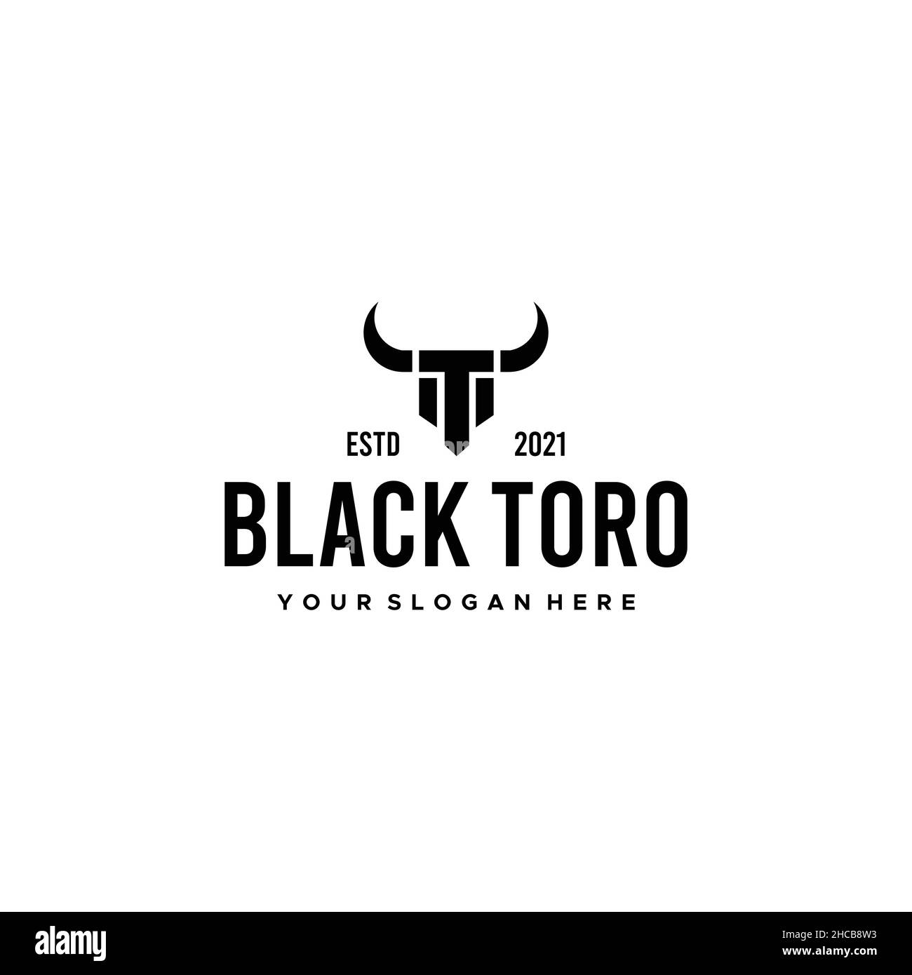 Flaches SCHWARZES TORO Horn Bull Silhouette Logo Design Stock Vektor