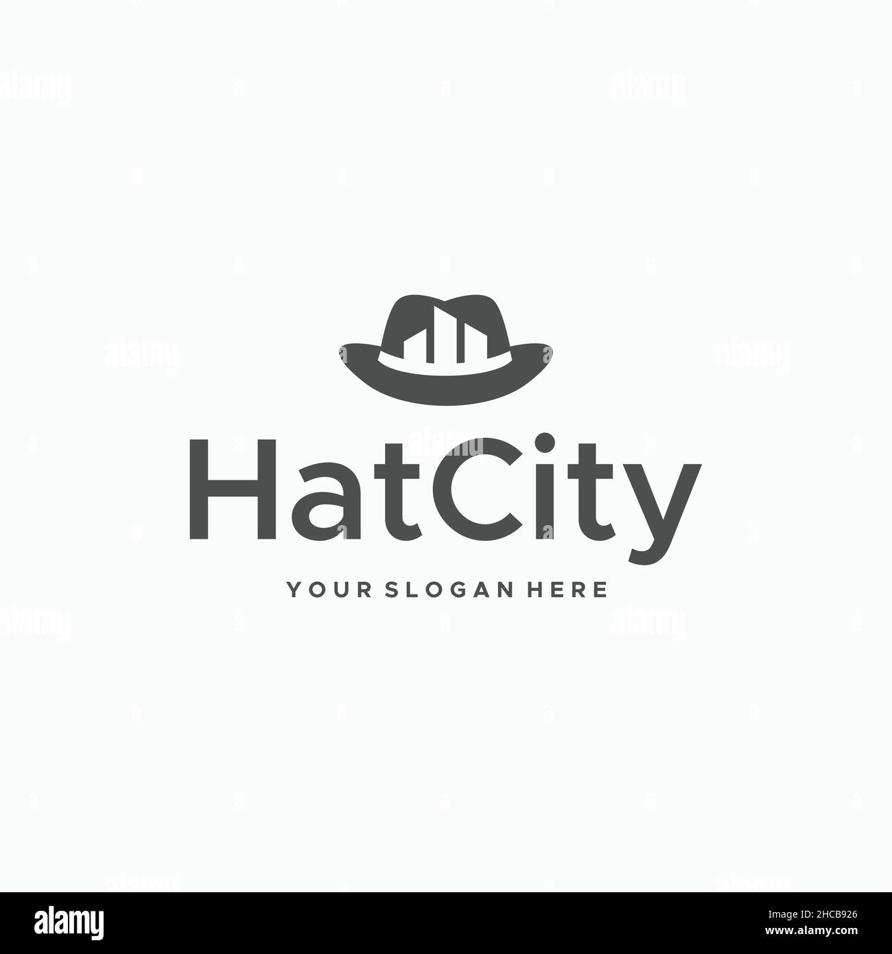Flat hat City IMMOBILIEN Silhouette Logo Design Stock Vektor