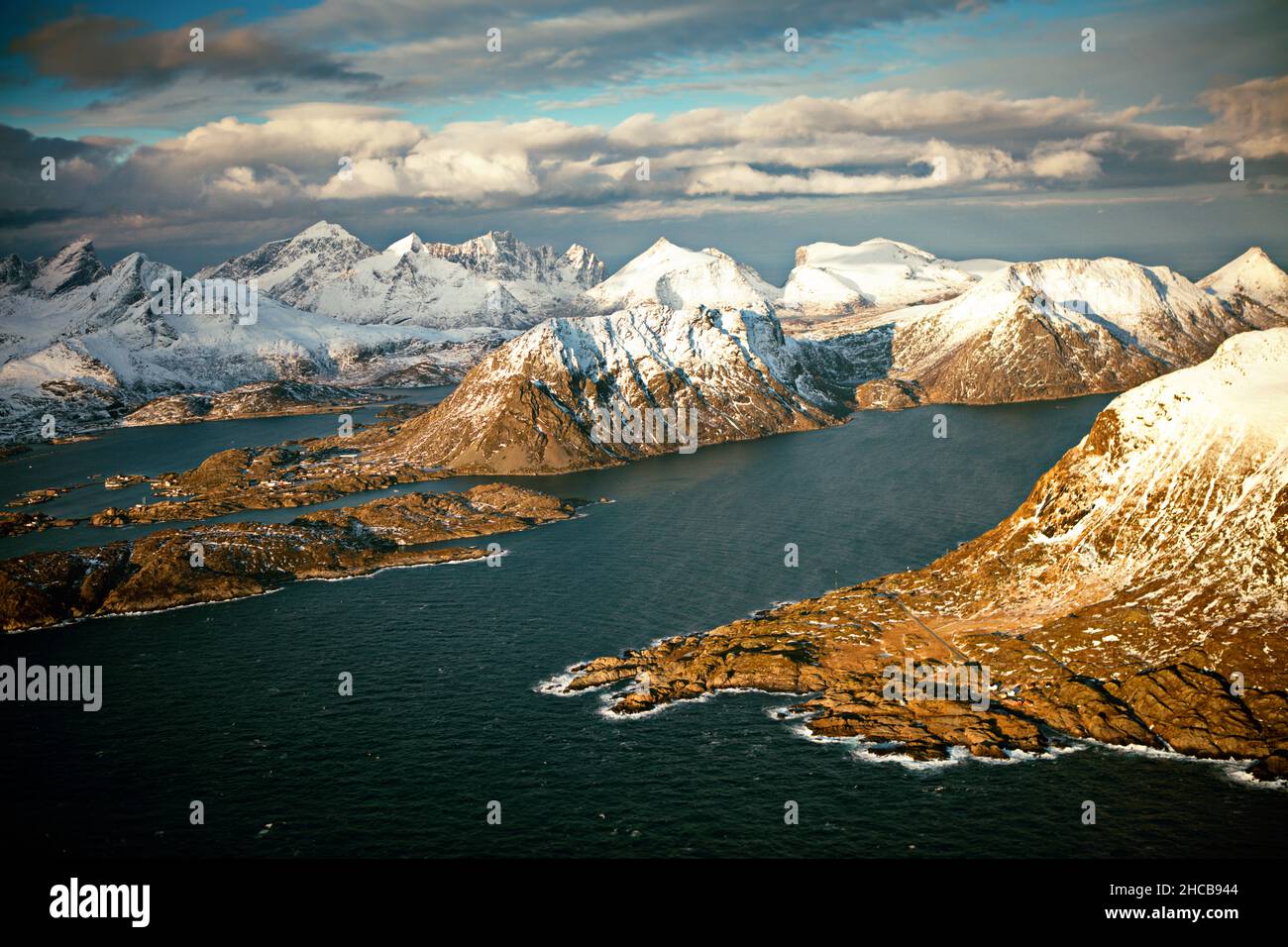 Schöne Luftaufnahme von Lofotens, Norwegen Stockfoto