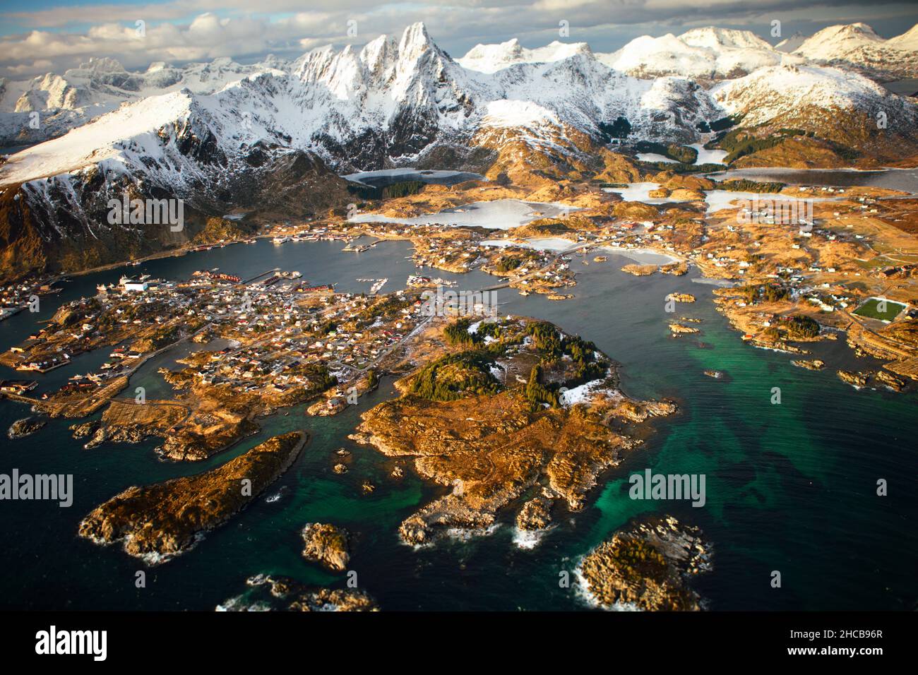 Schöne Luftaufnahme von Lofotens, Norwegen Stockfoto