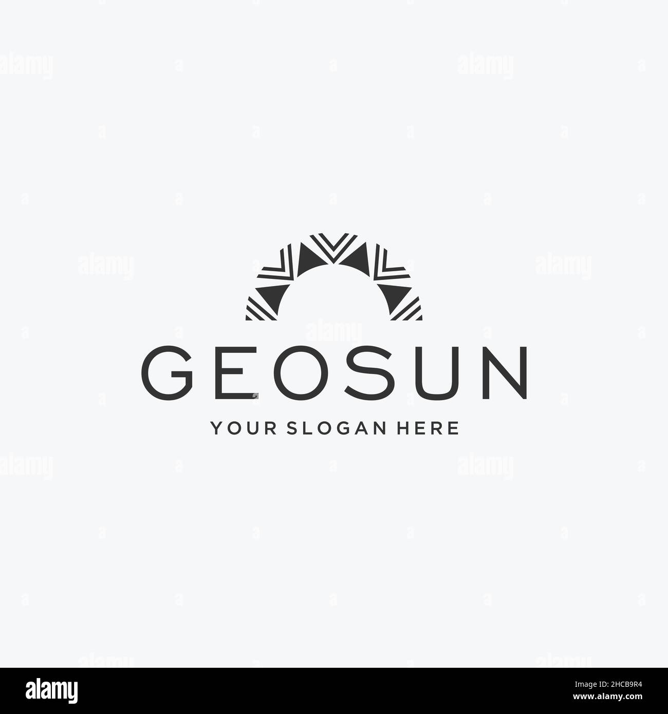 Minimalistisches GEO SUN Black Triangle Four Logo Design Stock Vektor