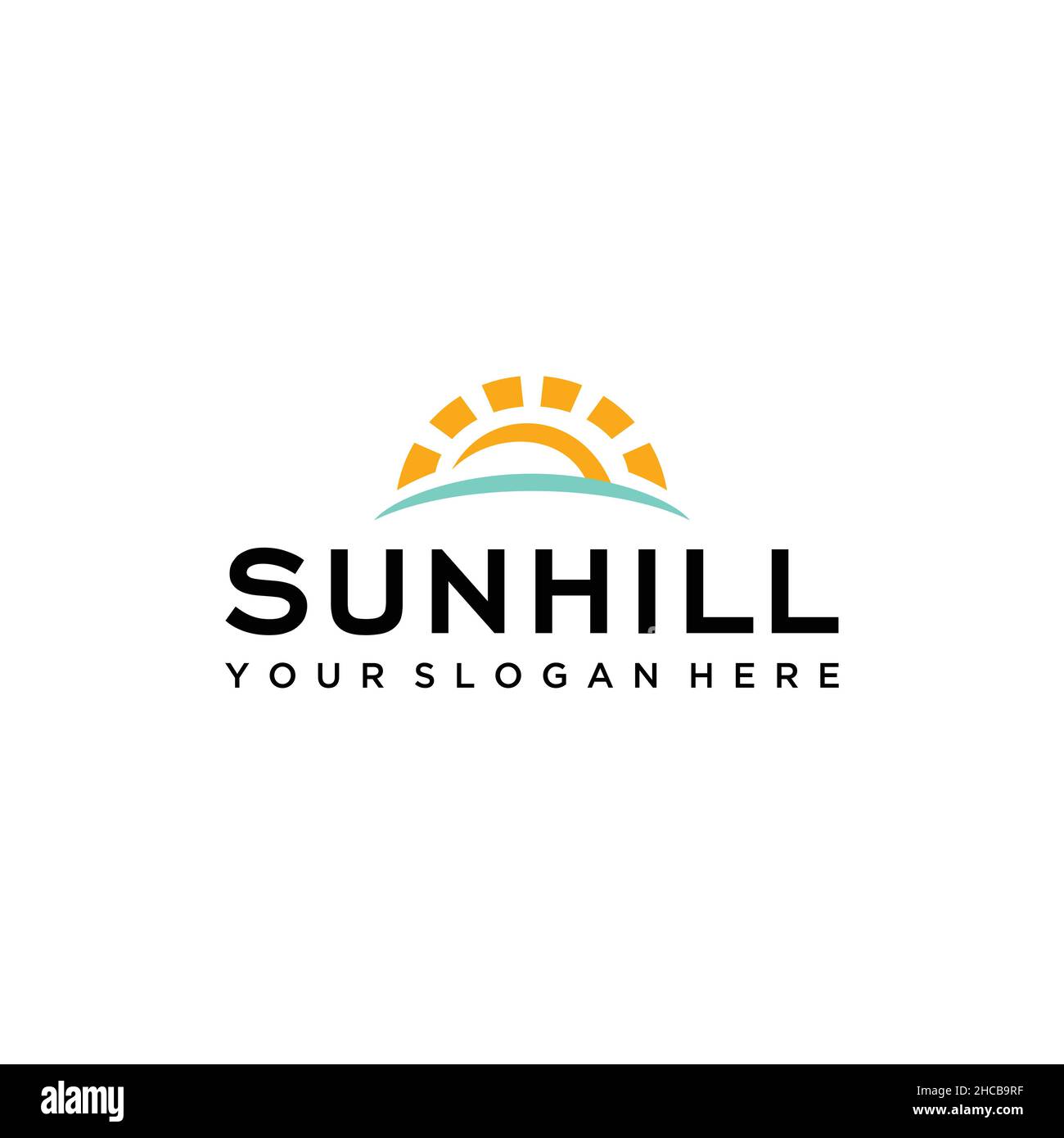 Minimalistisches farbenfrohes SUN HILL Garden Logo-Design Stock Vektor