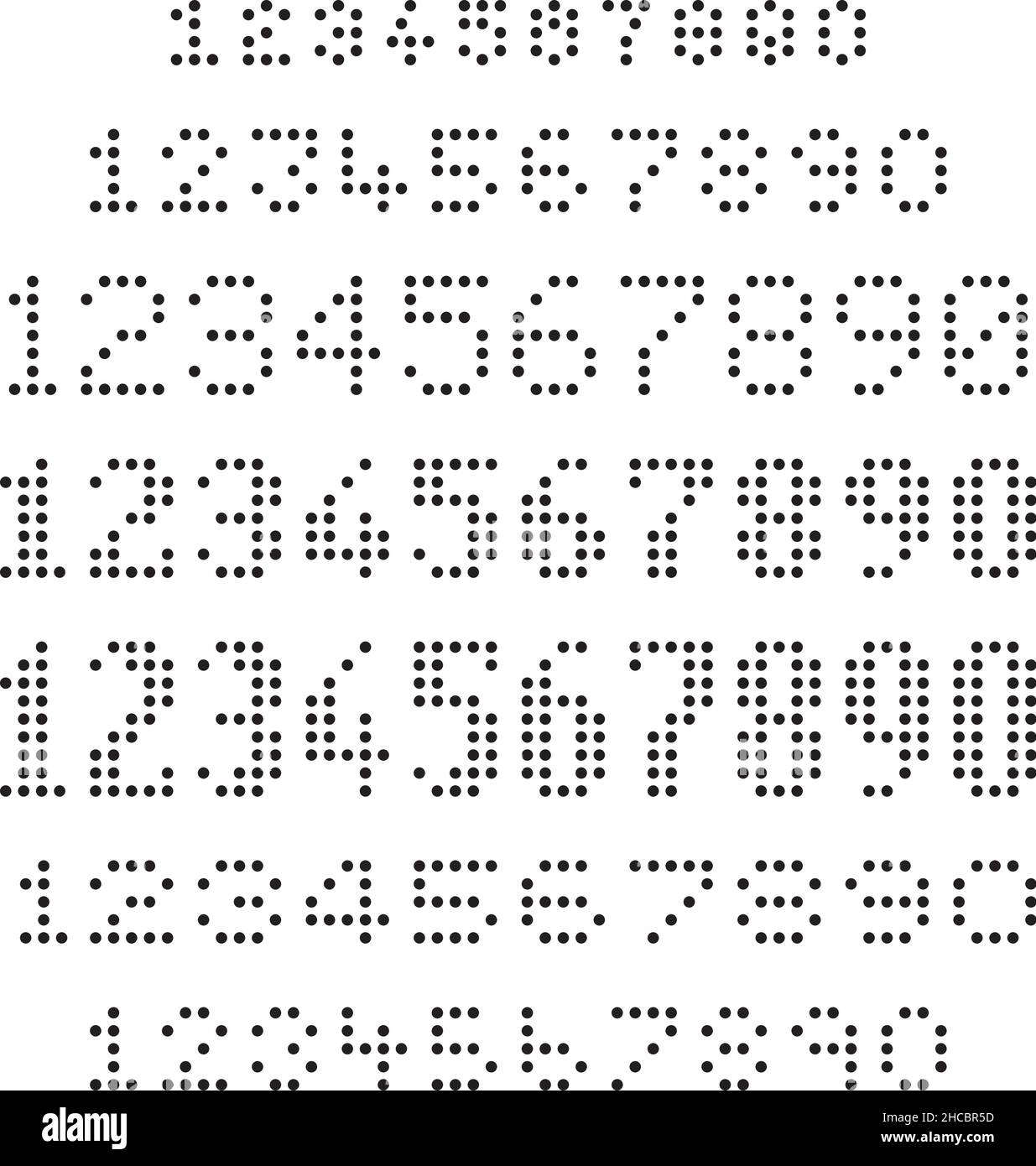 Set mit verschiedenen gepunkteten Zahlen Stock Vektor