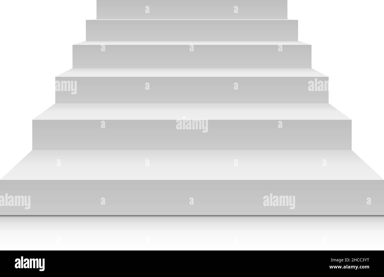 Weiße Treppe, Vorderansicht. Unbeschriftete Modelle für Plattform oder Podium Stock Vektor