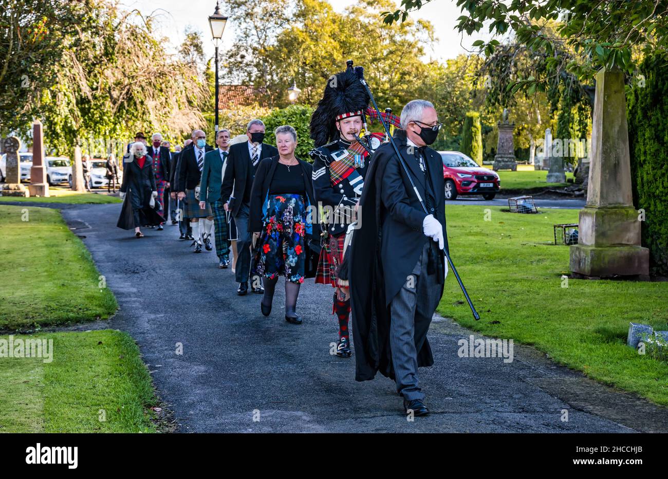 Postulantenprozession zur St. Mary's Parish Church beim Order of St John Festival, Haddington, East Lothian, Schottland, Großbritannien Stockfoto
