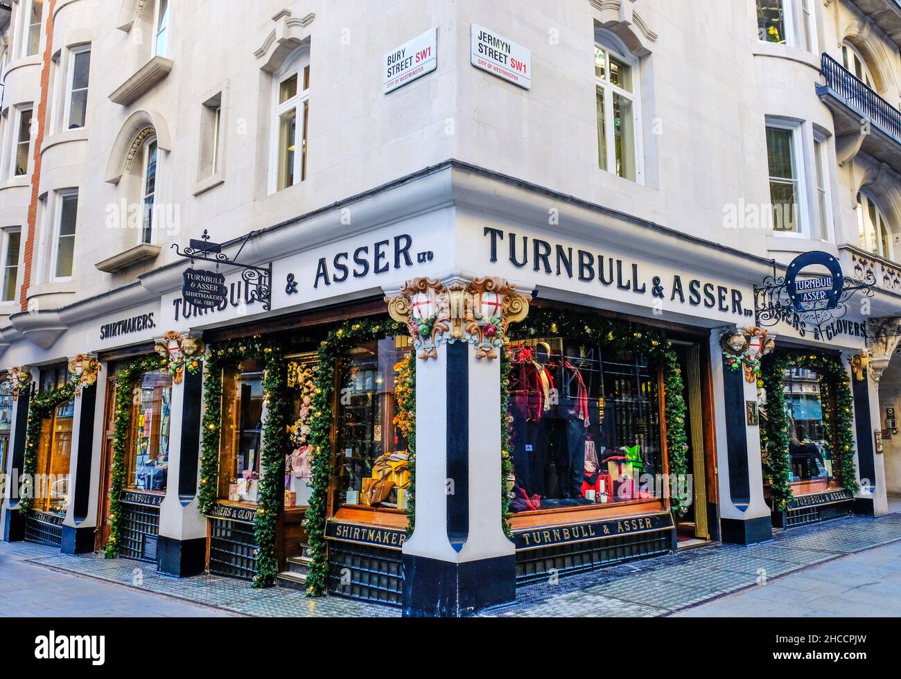 Turnbull & Asser Shop, Hemden und Kleidung an der Kreuzung Jermyn und Bury Street London SW1 Stockfoto