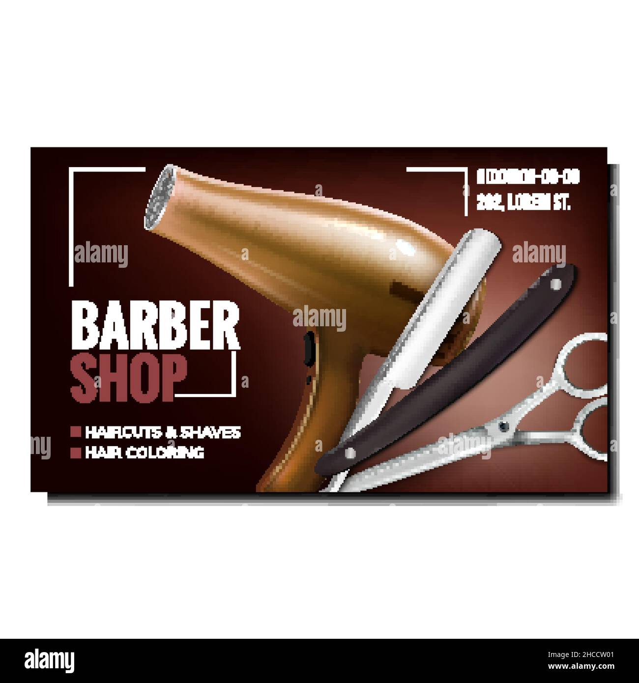 Barber Shop Ausrüstung Promotion Banner Vektor Stock Vektor