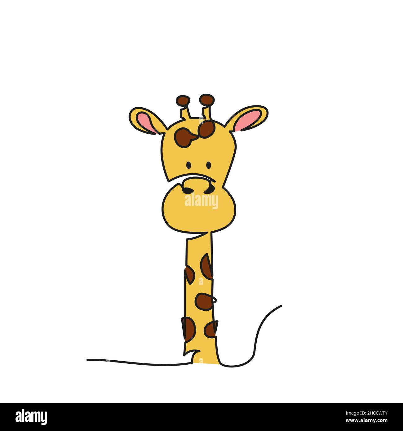 Fortlaufende einzeilige Zeichnung. Giraffensymbol. Logo der Giraffe. Stock Vektor