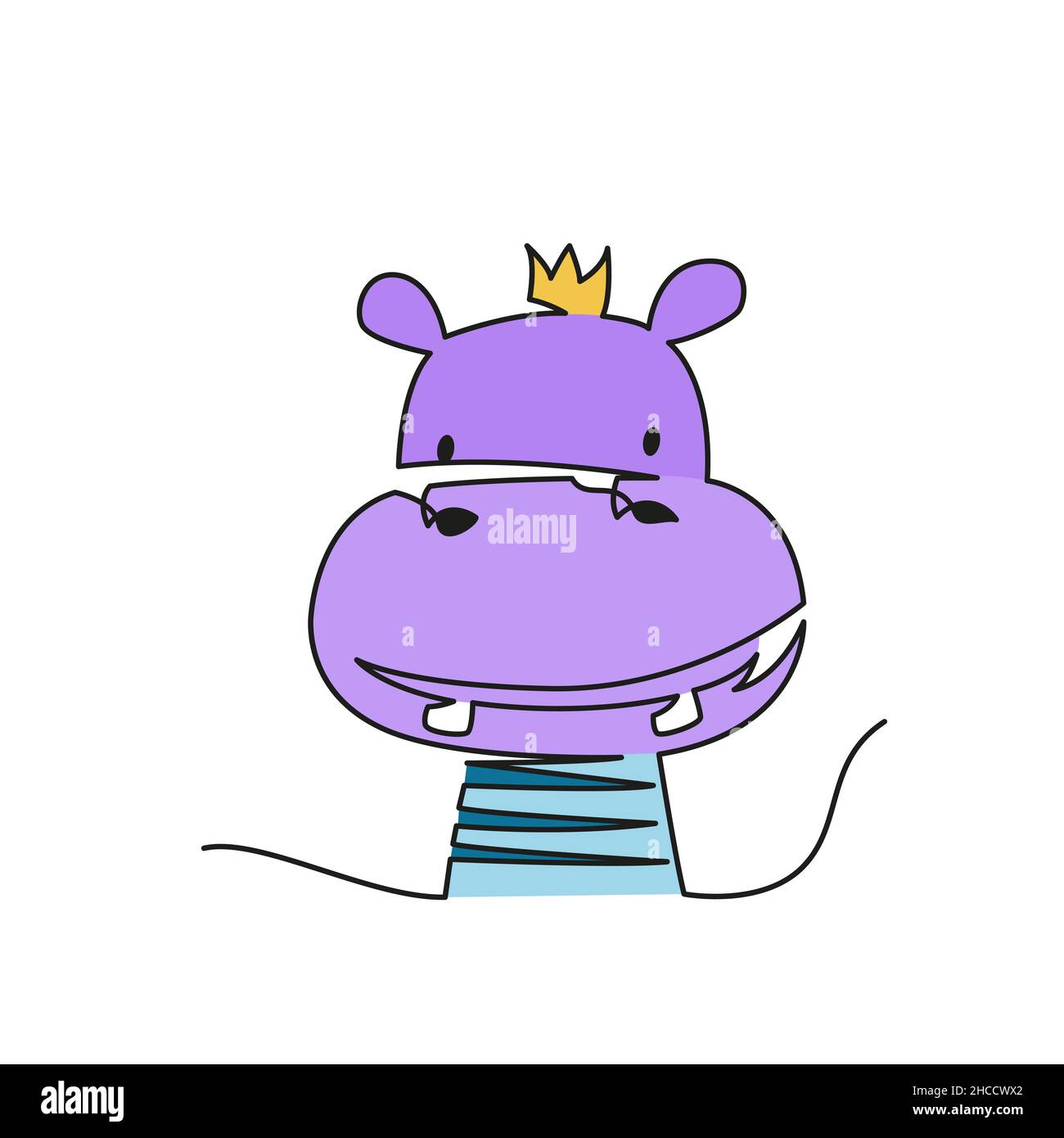 Fortlaufende einzeilige Zeichnung. Hippo Silhouette Symbol. Logo des Hippo. Stock Vektor