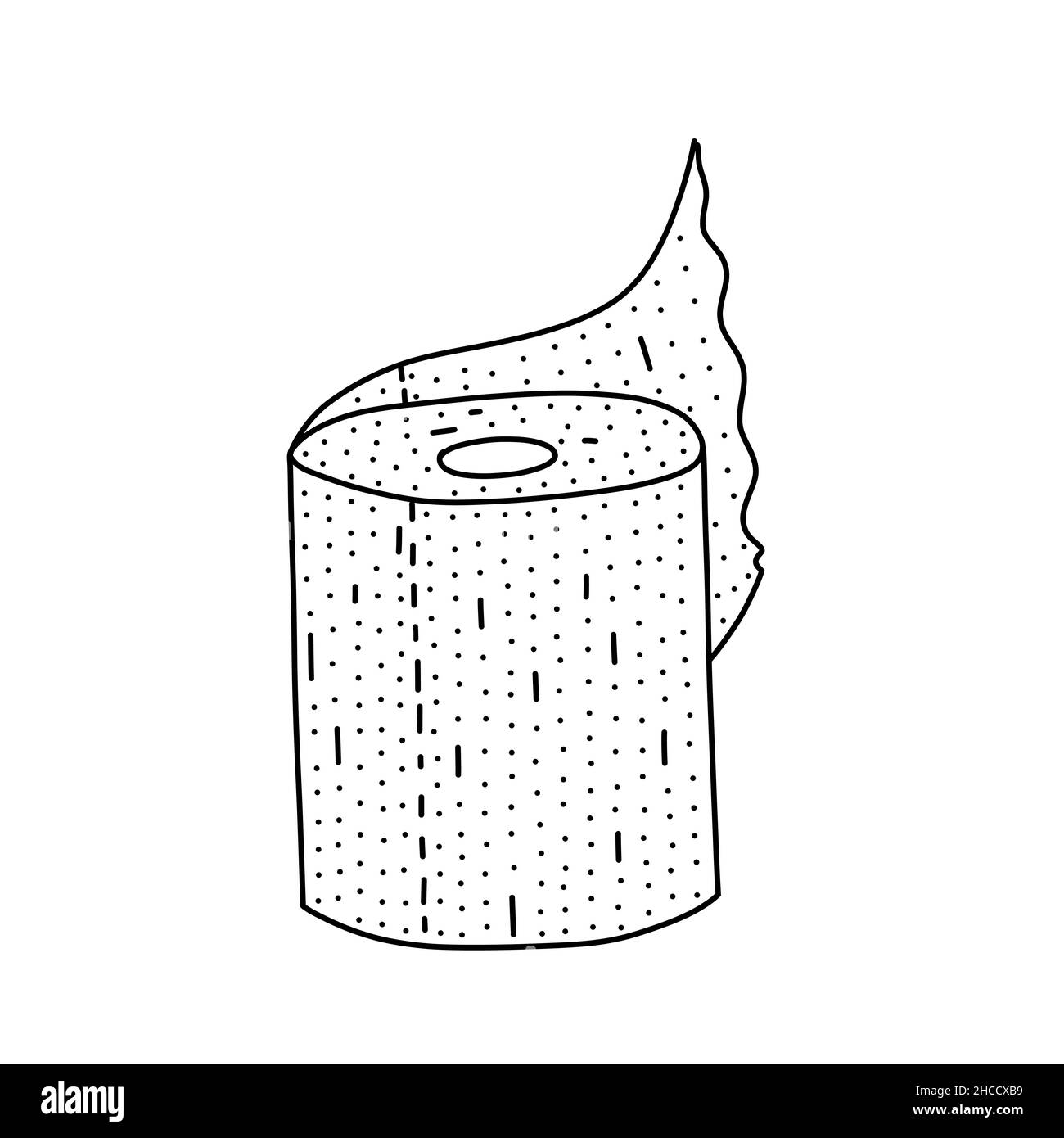 Handgezeichnetes Toilettenpapier-Symbol im Doodle-Stil. Cartoon Toilettenpapier Vektor-Symbol für Web-Design isoliert auf weißem Hintergrund Stock Vektor
