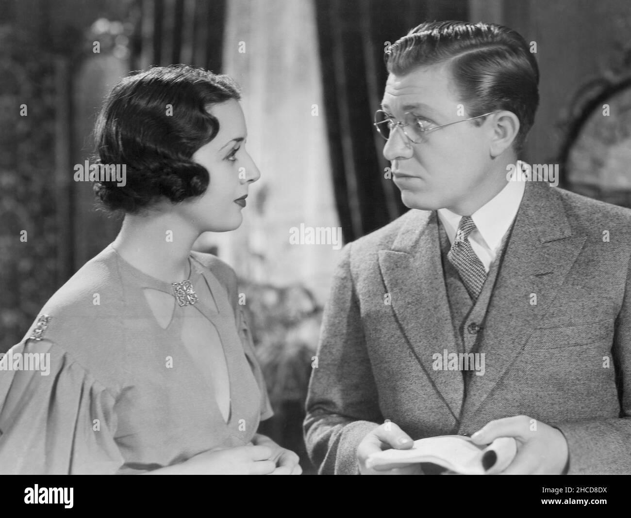 Susan Fleming, Stuart Erwin, am Set des Films, „He Learned About Women“, Paramount Pictures, 1933 Stockfoto