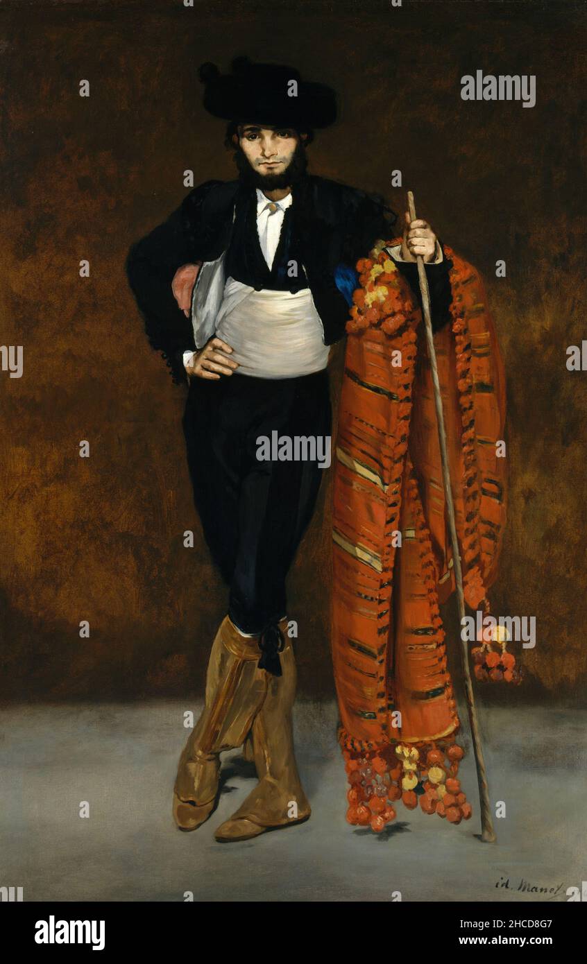 Junger Mann als Majo von Edouard Manet gekleidet. Das Modell war Manets jüngster Bruder Gustave, der in den Kleidern der jungen Spanier, die als Majos bekannt sind, zu sehen war. Stockfoto