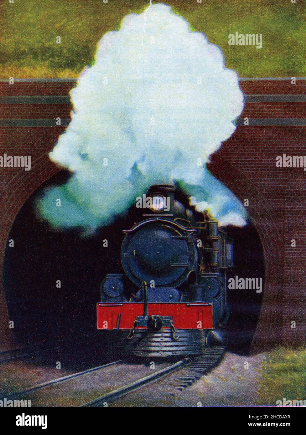 Der Rotorua Express steigt während seiner Reise in Neuseeland aus einem Tunnel aus Stockfoto