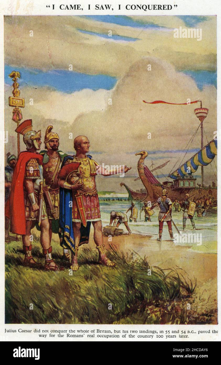 Halbton der Invasion von Julius Caesar in Großbritannien Stockfoto