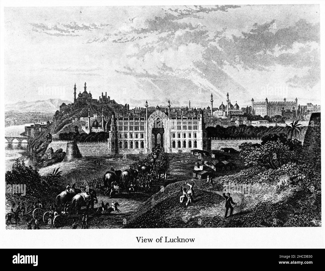Gravur der Stadt Lucknow, die während der indischen Rebellion von 1857 belagert wurde Stockfoto