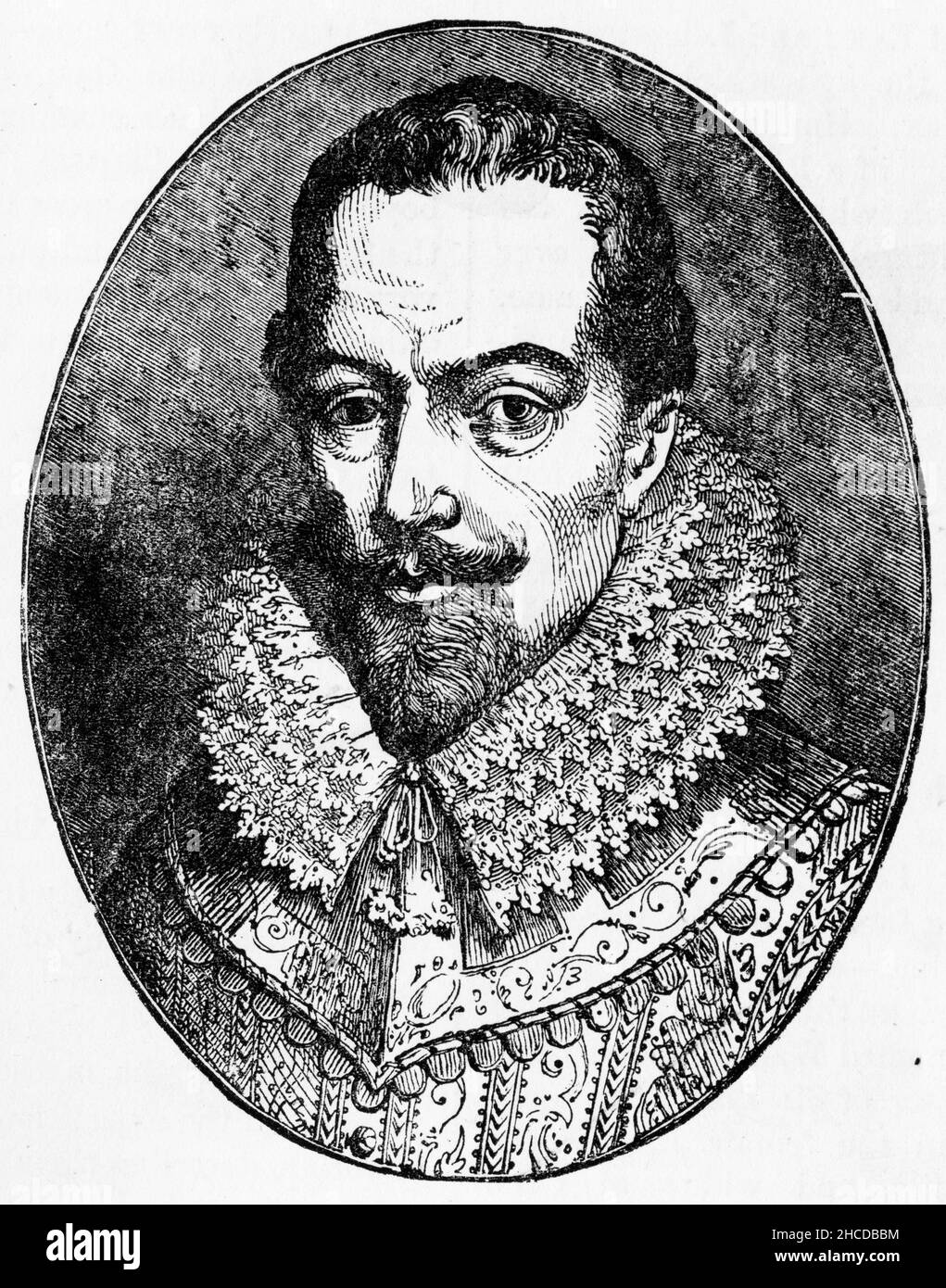 Porträt von Sir Walter Raleigh (c. 1552 – 1618), englischer Staatsmann, Soldat, Spion, Schriftsteller, Dichter, Entdecker und gelandter Gentleman. Stockfoto