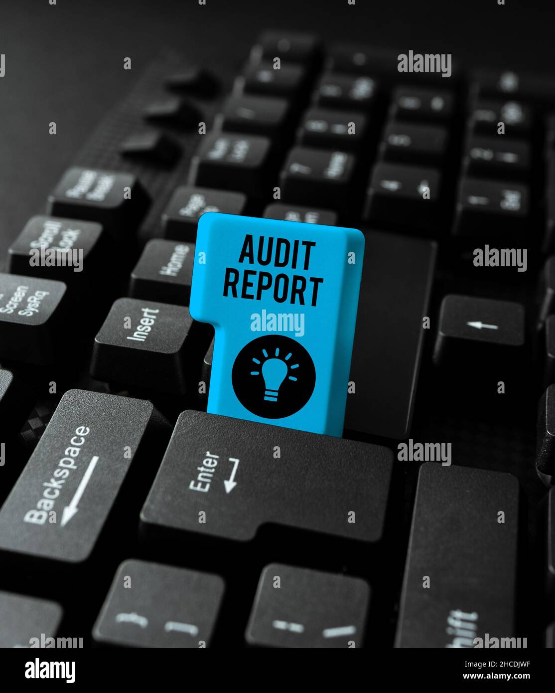 Text, der den Prüfungsbericht zur Inspiration anzeigt. Konzept, das eine Bewertung des vollständigen finanziellen Status eines Geschäftsvermögens bedeutet Einrichten eines neuen Online-Blogs Stockfoto