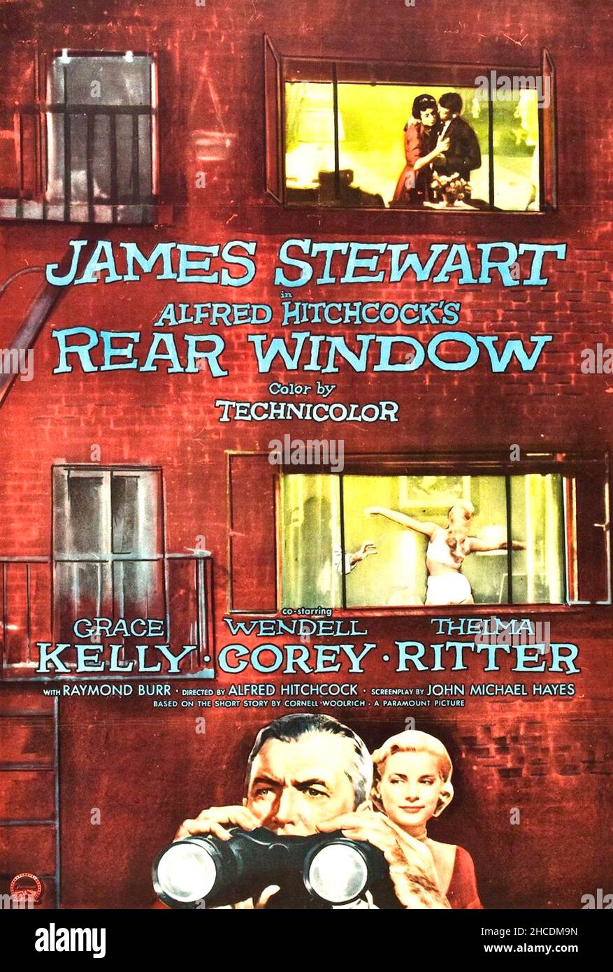 Hintere Fenster Filmplakat Stockfoto