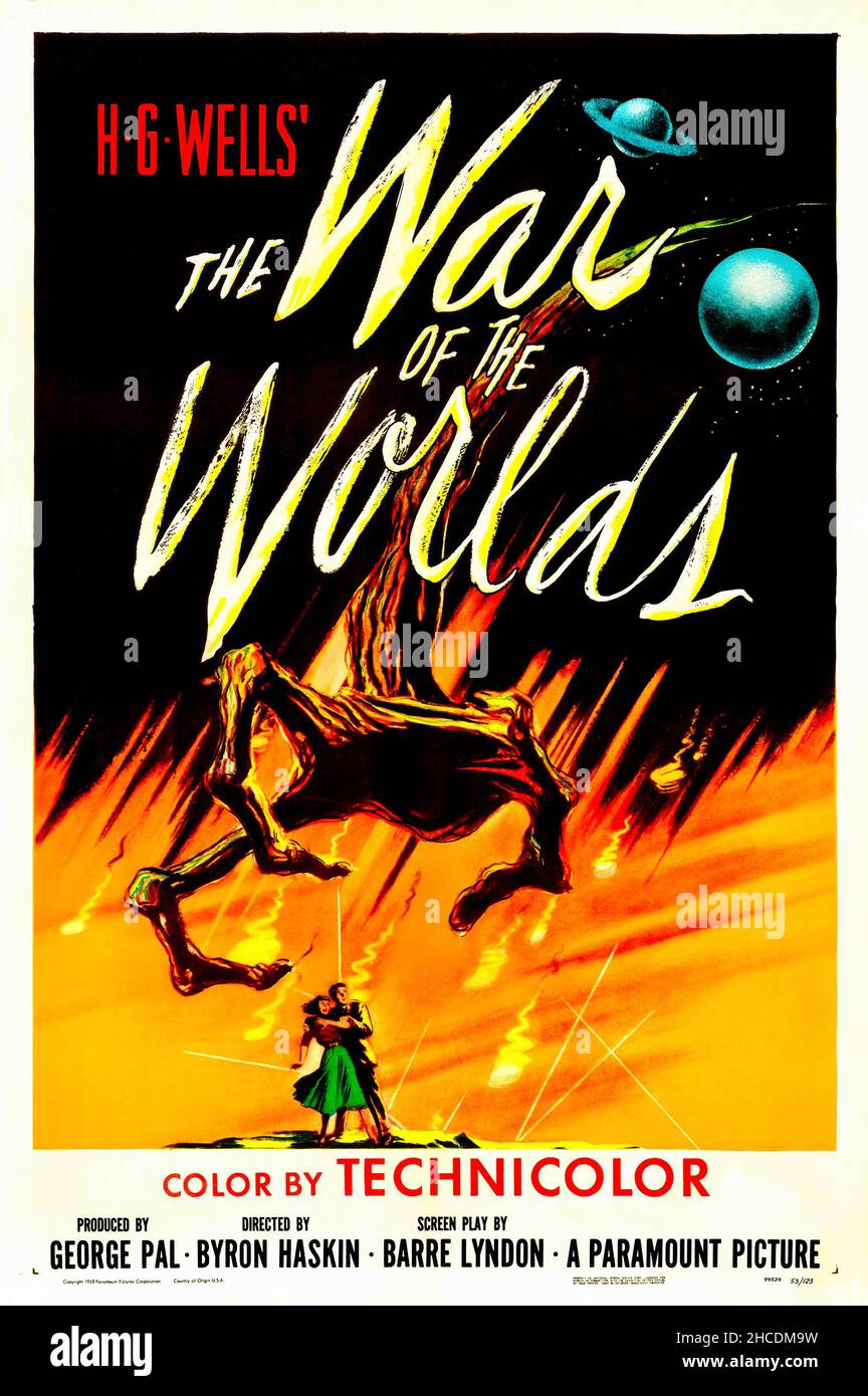 H G Wells - Plakat zum Krieg der Welten - 1953 Stockfoto