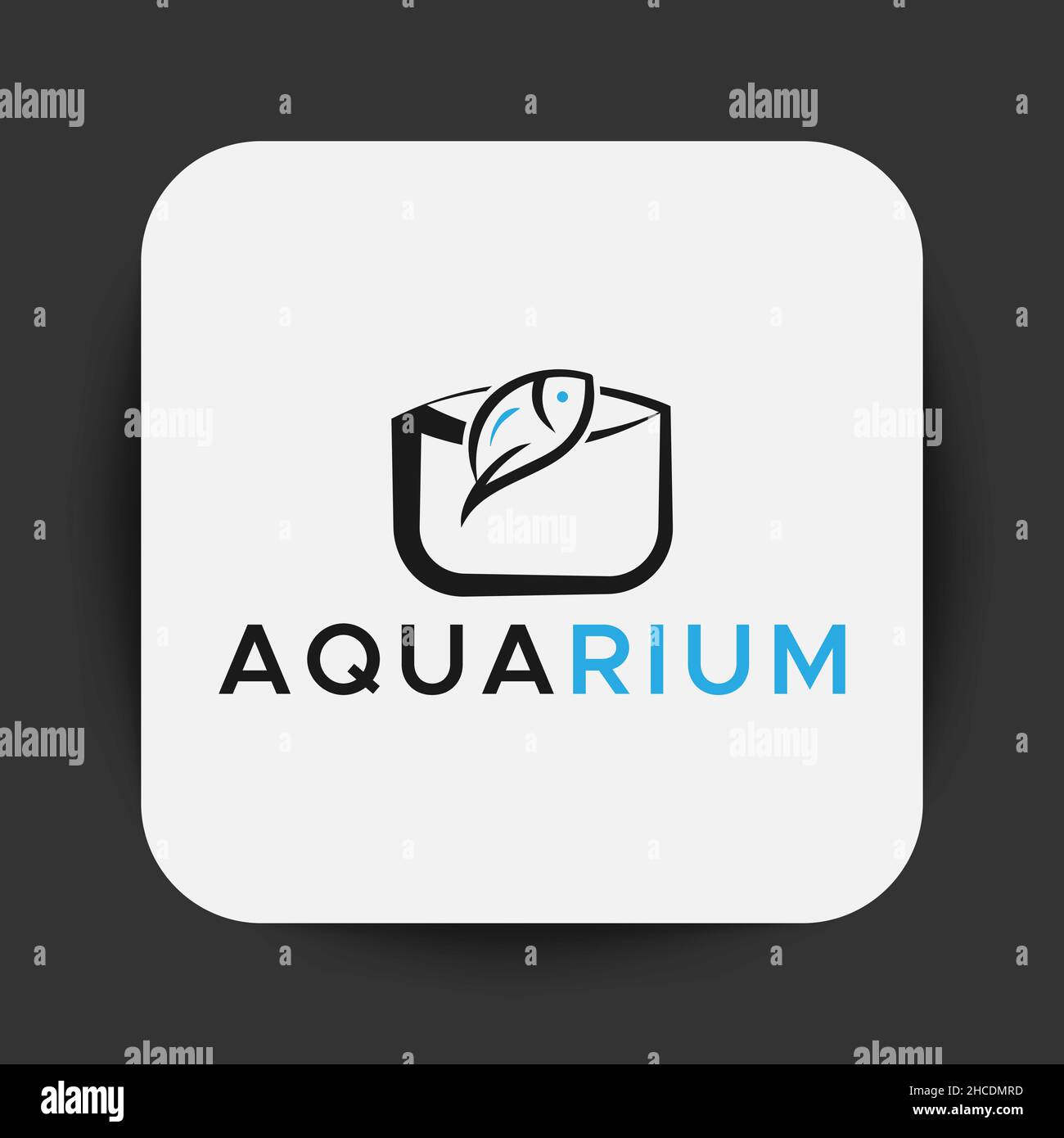 Logos Für Das Aquarium. Blaue und schwarze Farbe. Minimalistisches abstraktes Logo. Stock Vektor